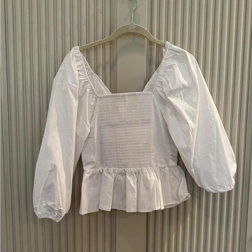 Express White Ruched Blouse - Picture 2 of 3